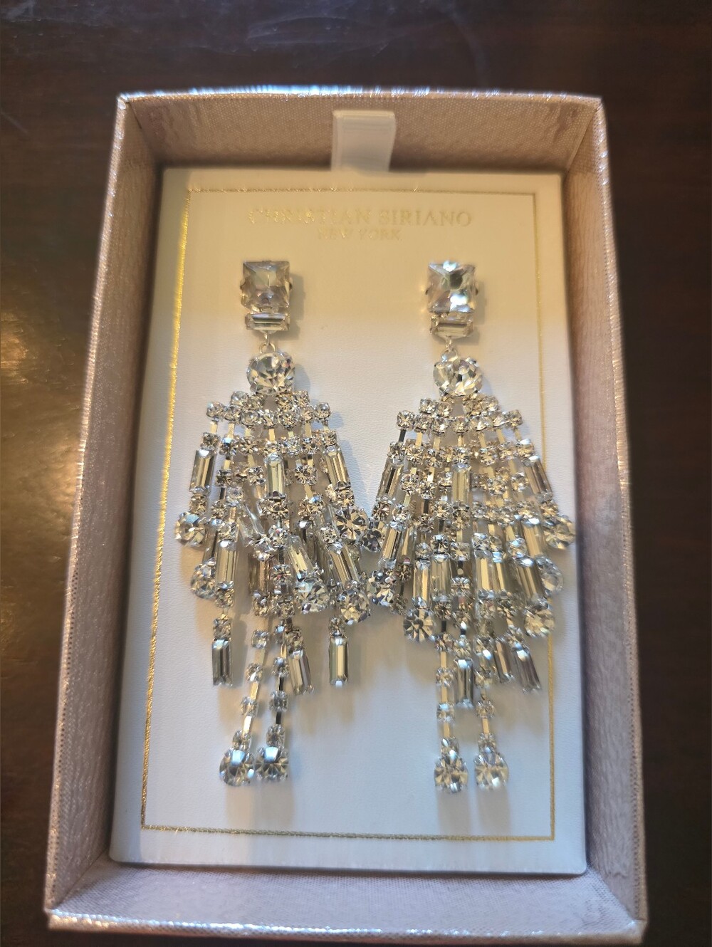 Christian Siriano Silver Crystal Chandelier Earrings